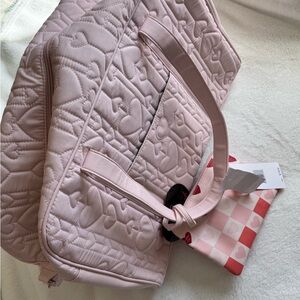 Pink Quilted Tote with Floral Design